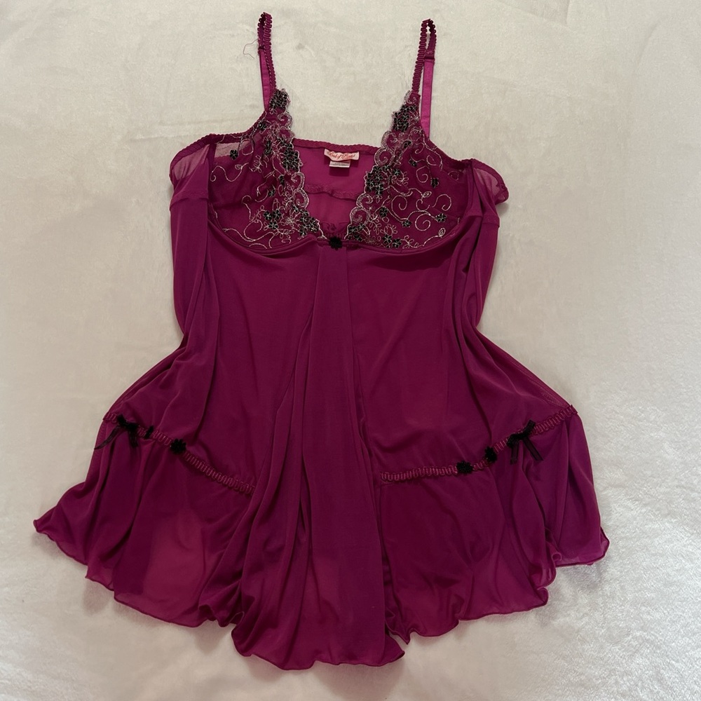 Purple Embroidered Dress With Bows And Flowers